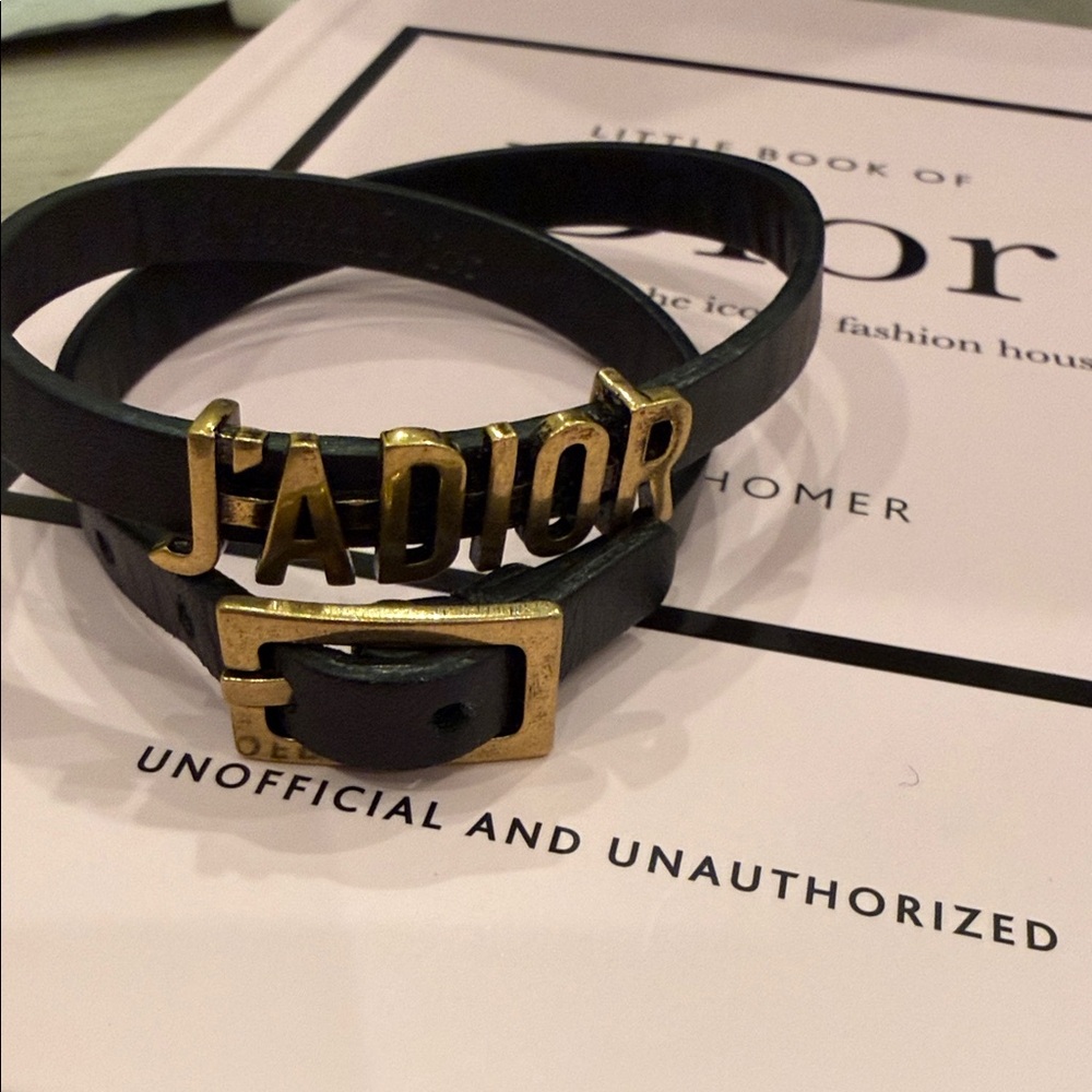 Christian Dior J’ADIOR Leather Choker Bracelet Gold Logo Convertible Rare - Picture 8 of 11